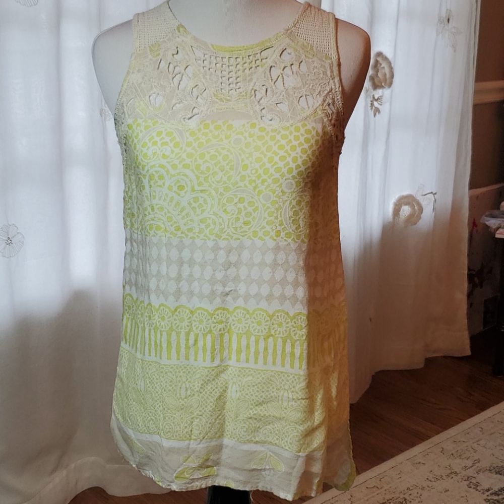 Tank with crochet top.